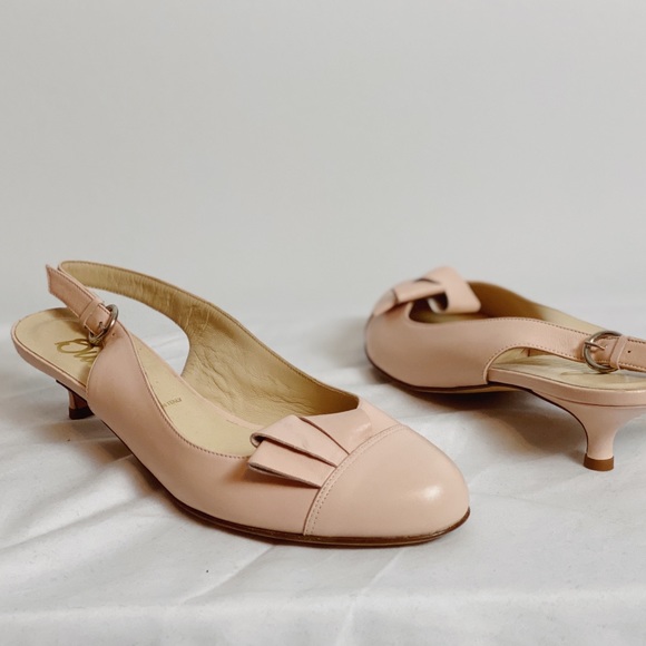 Butter Shoes - BUTTER Pink Ruffle Slingback Kitten Heels 10